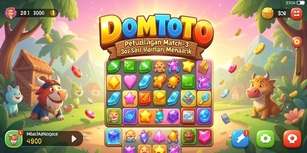 Tampilan gameplay DOMTOTO yang penuh warna dan menantang.