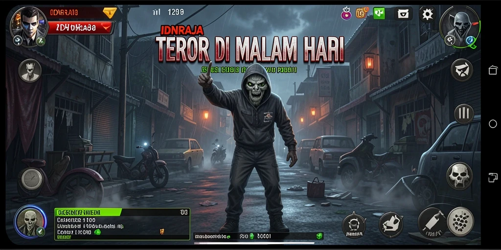 Screenshot gameplay IDNRAJA yang menampilkan kegelapan dan ketegangan.