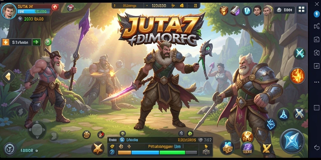 Tampilan gameplay epik JUTA7 dengan pertarungan seru dan petualangan menarik.
