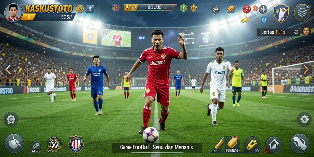 Screenshot gameplay KASKUSTOTO yang menampilkan suasana pertandingan sepak bola.