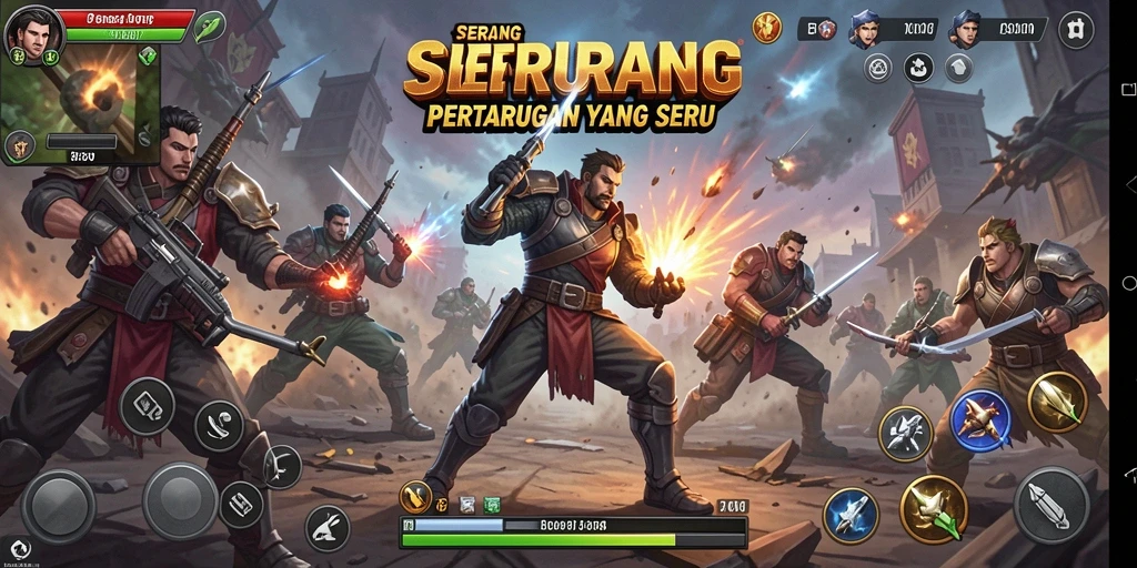 Tangkapan layar gameplay SERURP yang menampilkan pertempuran seru.