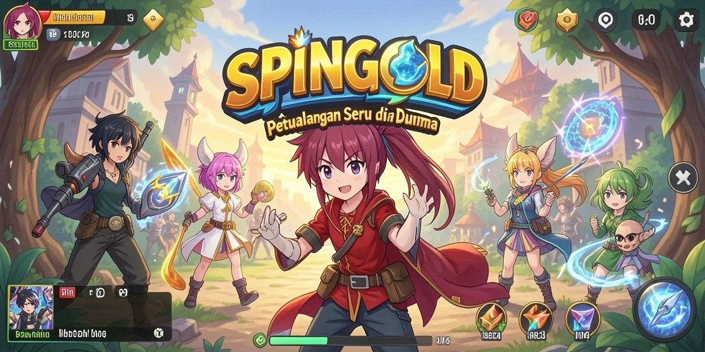 Tampilan gameplay menarik di dunia Anime SPINGOLD.