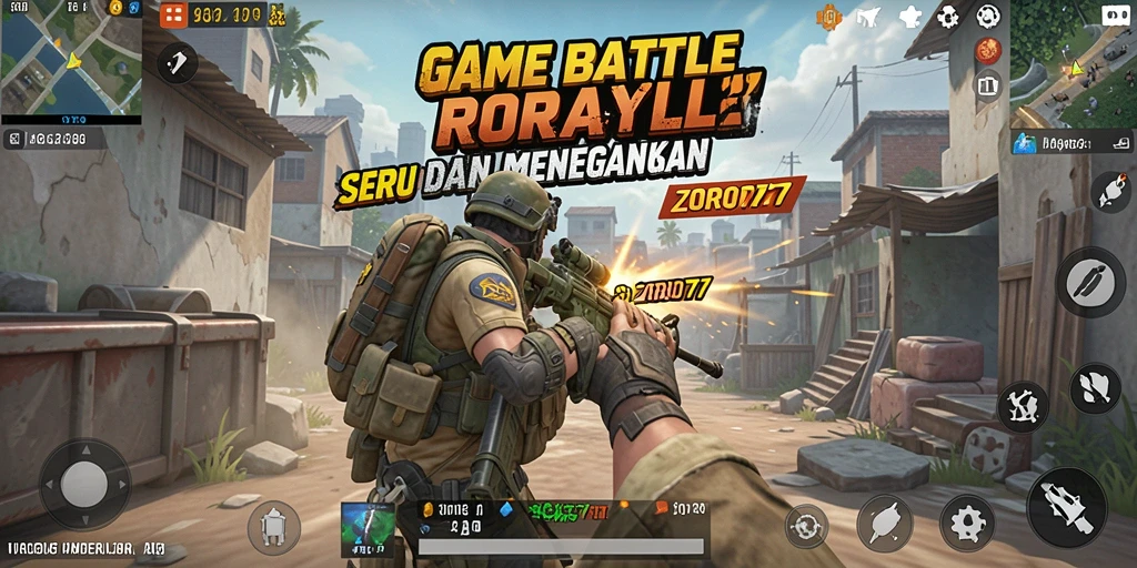Gameplay intens ZORO77 dalam aksi Battle Royale.